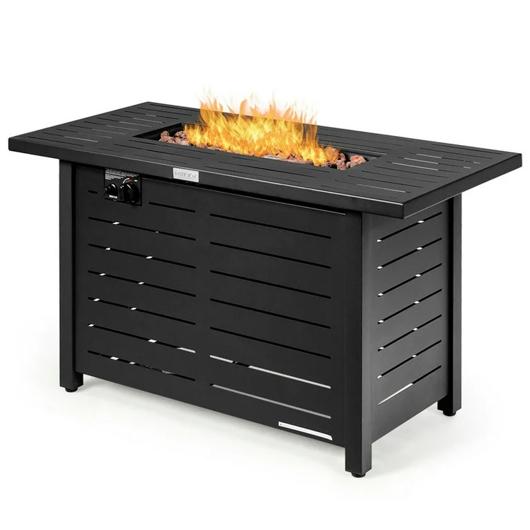 Gymax 42'' Rectangular Propane Gas Fire Pit 60,000 Btu Heater Outdoor Table W/ Cover | Walmart (US)