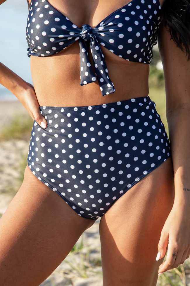 Caught Up In A Southern Summer Navy Polka Dot Bikini Bottoms | Pink Lily