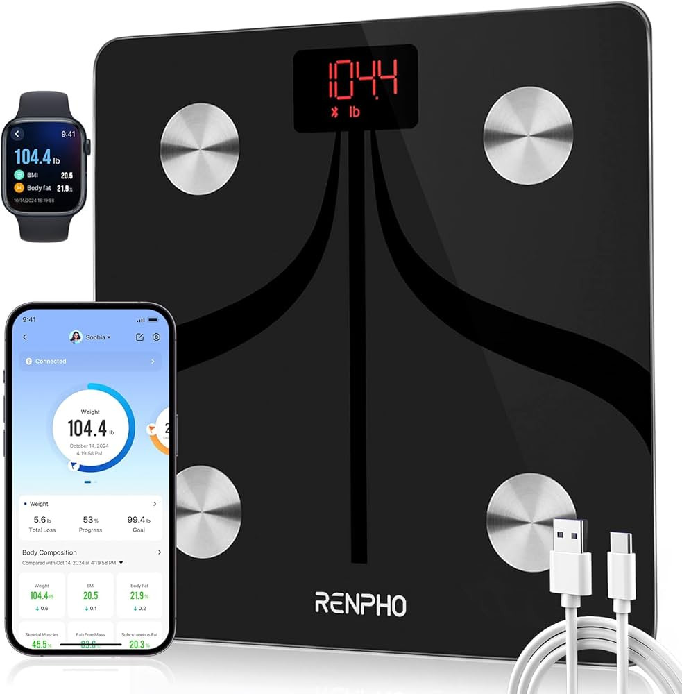 RENPHO Smart Scale for Body Weight, Type-C Rechargeable Digital Bathroom Scale, Electronic 13 Bod... | Amazon (US)