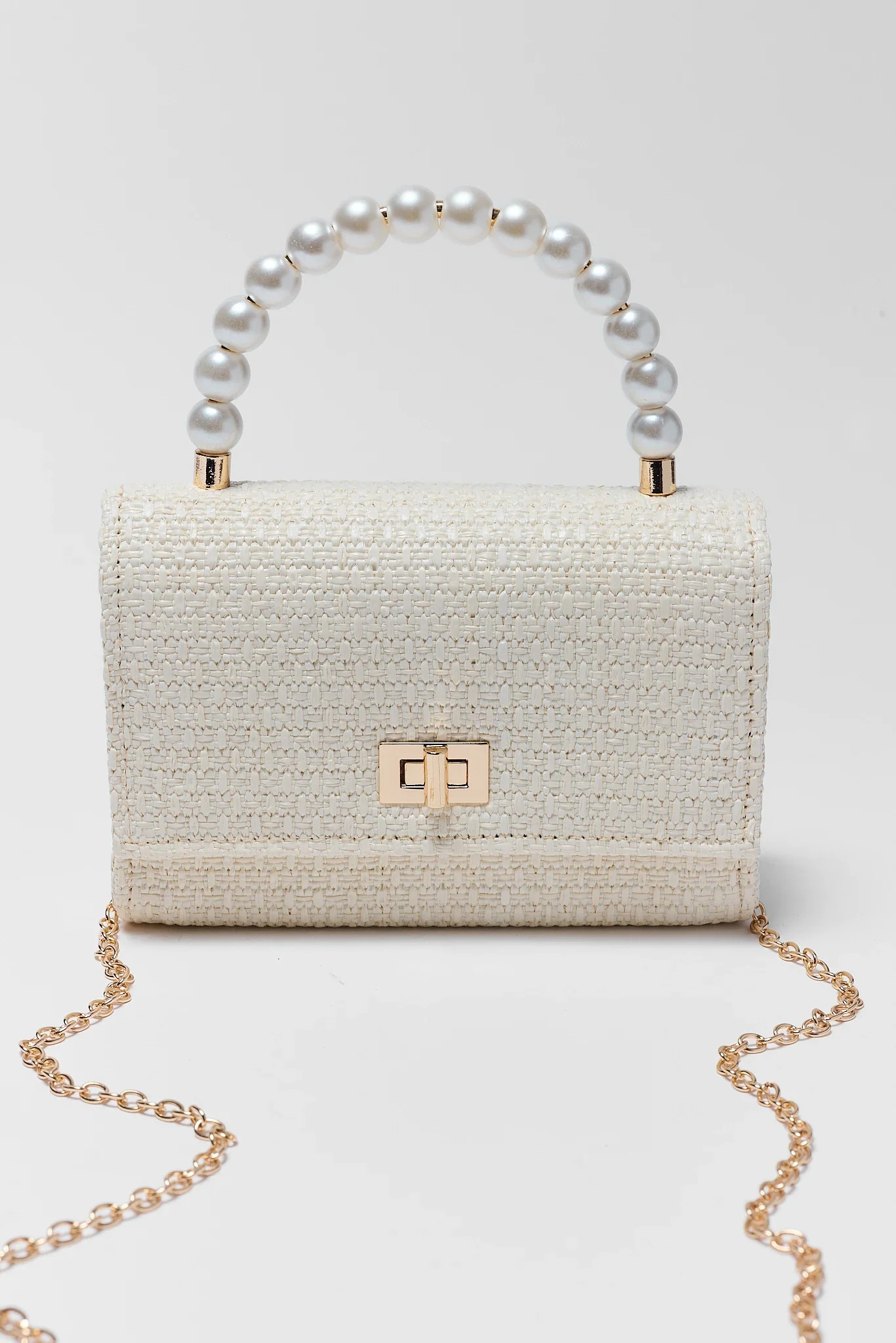 Audrey White Tweed Pearl Bag | Avara