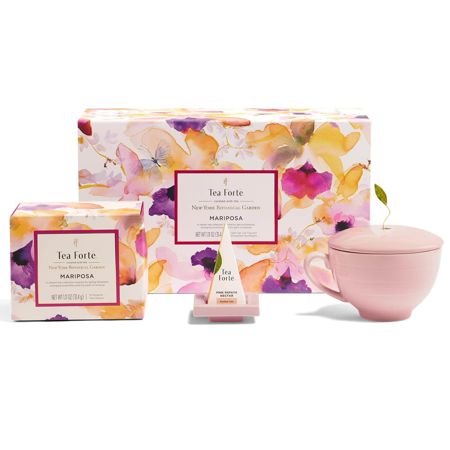 Tea Forte Mariposa Gift Set with Cafe Cup, Tea Tray and 10 Handcrafted Pyramid Tea Infuser Bags | Amazon (US)