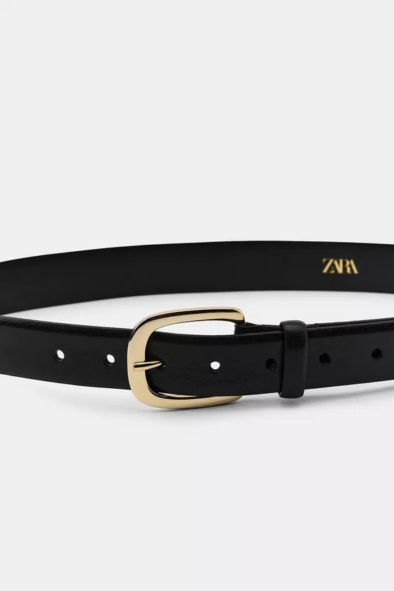 100% LEATHER BELT WITH SQUARE BUCKLE | Zara UK