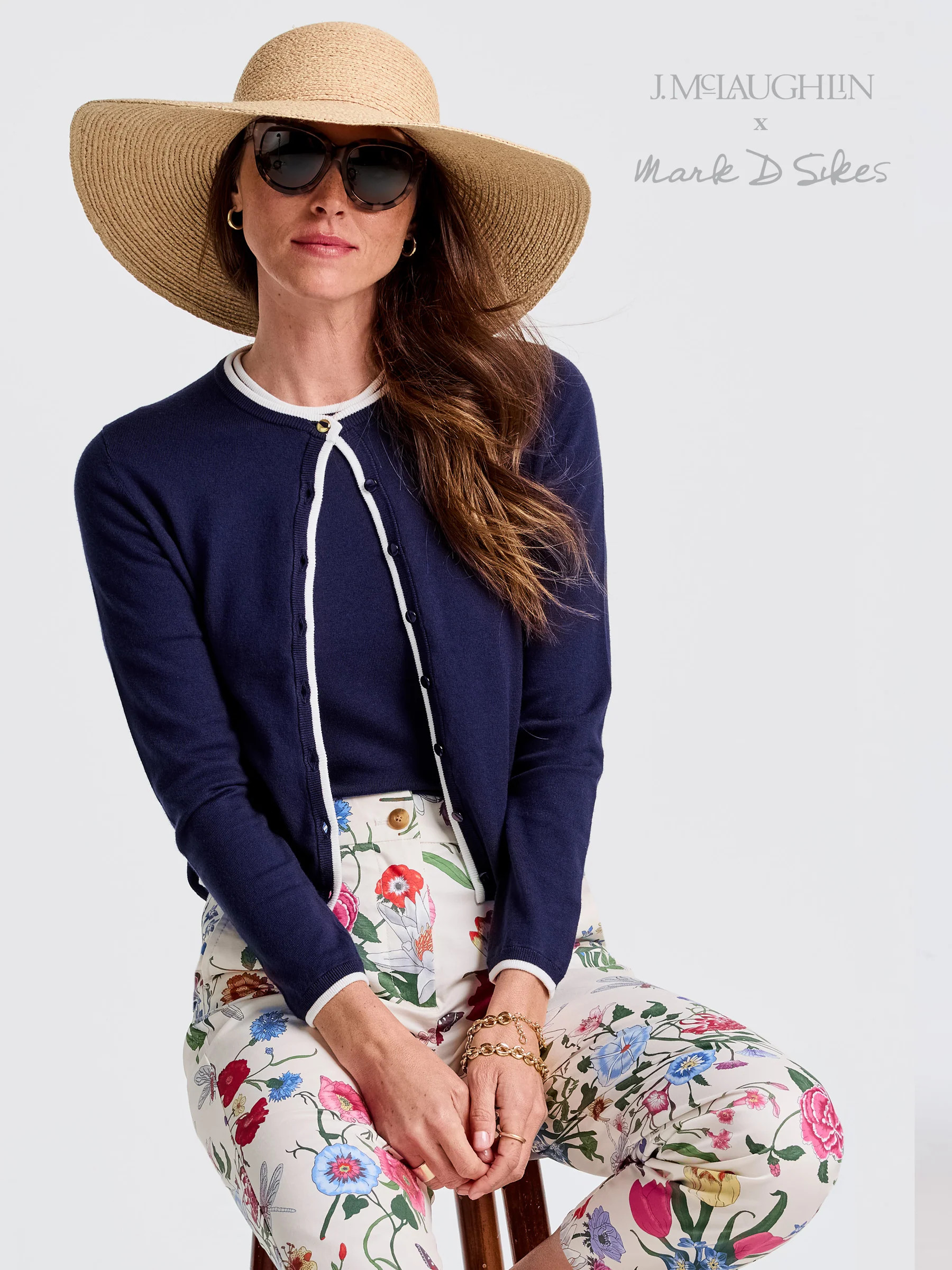 Navy/White Solid Aileen Cardigan | Women's Sweaters | J.McLaughlin | J.McLaughlin