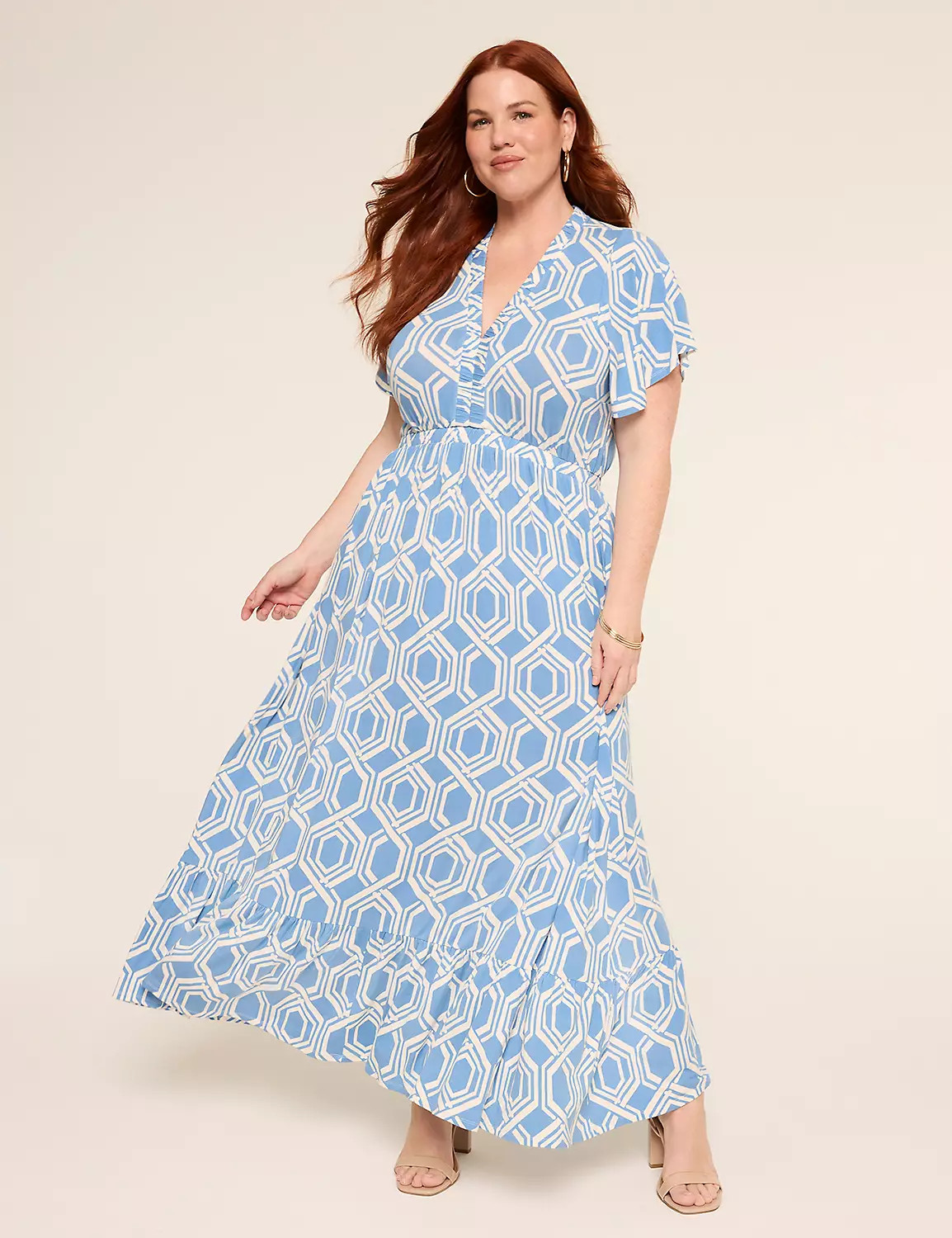 Short Flutter Sleeve Maxi Dress | Lane Bryant (US)