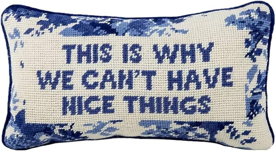 FURBISH Handmade Needlepoint Decorative Throw Pillow - Nice Things - 8" x 14" - Small Embroidered... | Amazon (US)