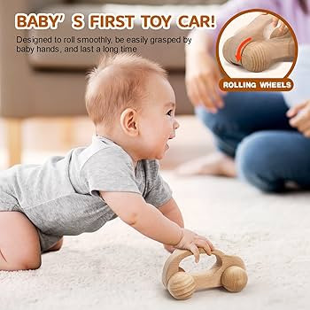TOY Life Wooden Toys Cars, Montessori Baby Toys 6-12 Months, Wooden Baby Toys Rattle Cars for Tod... | Amazon (US)