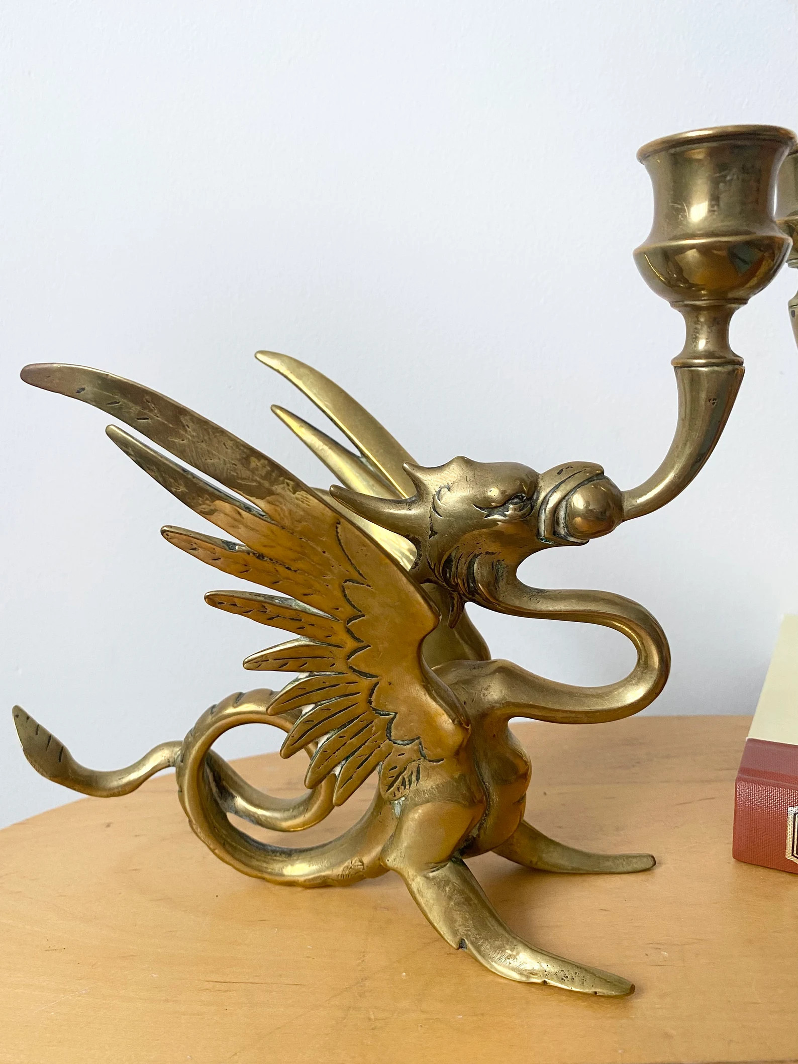 Antique Brass Dragon Candle Holders, Pair of Phoenix Candle Holders, Griffin, Firebird, Mythical ... | Etsy (US)