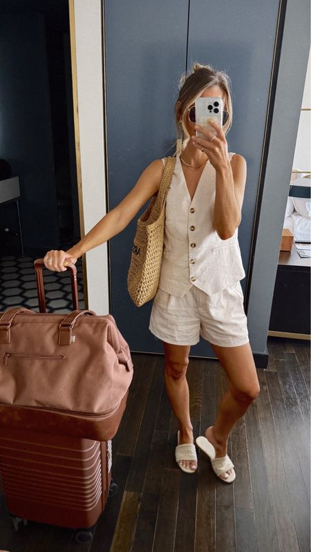 Amazon vest and shorts set! Around $45 I’m wearing an XS. BEIS luggage is worth the price!! Travel outfit. Vacation outfit  



#LTKFindsUnder50 #LTKFindsUnder100 #LTKTravel