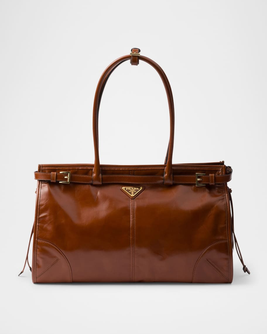 Prada Bonnie Large Buckle Leather Shoulder Bag | Neiman Marcus