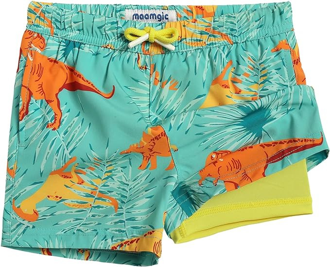 maamgic Boys Swim Trunks with Compression Liner Toddler Stretch Swim Shorts | Amazon (US)
