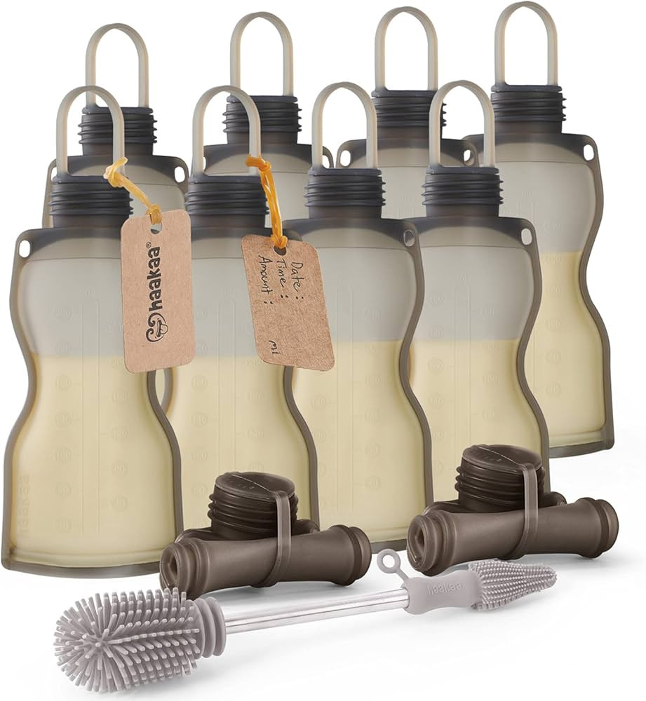 haakaa Reusable Silicone Breastmilk Storage Bag(9oz,10pk) Bottle Cleaning Brush Set|Breastmilk Fr... | Amazon (US)