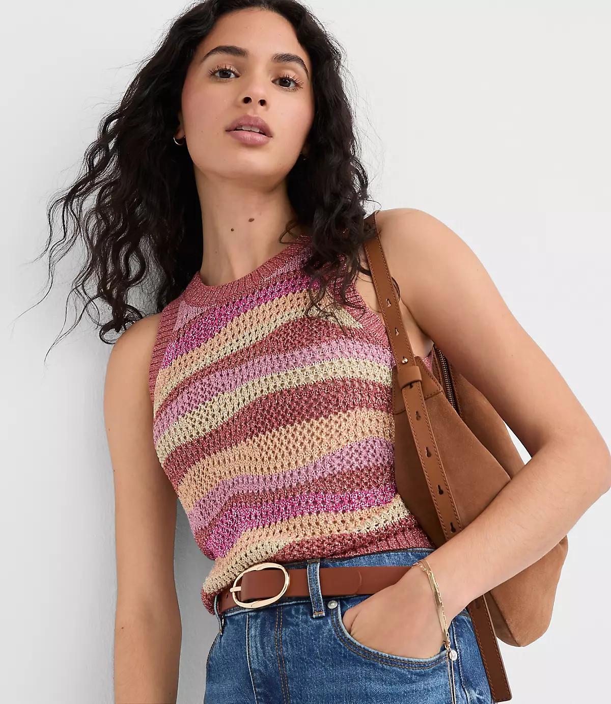 Shimmer Wave Halter Sweater | LOFT