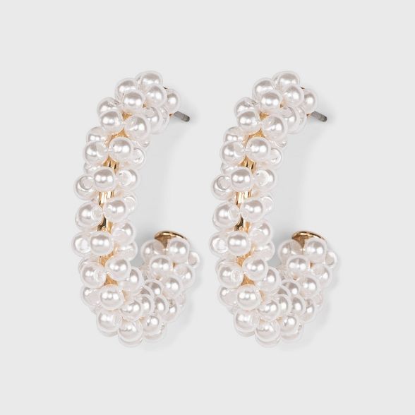 SUGARFIX by BaubleBar Pearl Embellished Hoop Earrings - White | Target