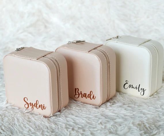 Personalized Jewelry Boxes - Custom Bridesmaid Jewelry Box - Travel Jewelry Case - Bridesmaid Gif... | Etsy (US)