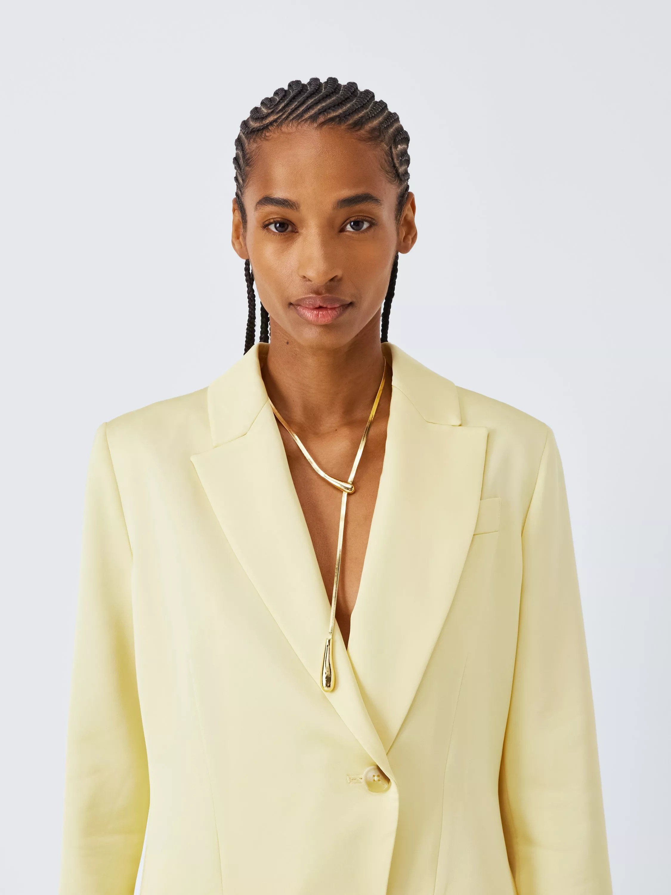 John Lewis Herringbone Double Domed Teardrop Necklace, Gold | John Lewis (UK)