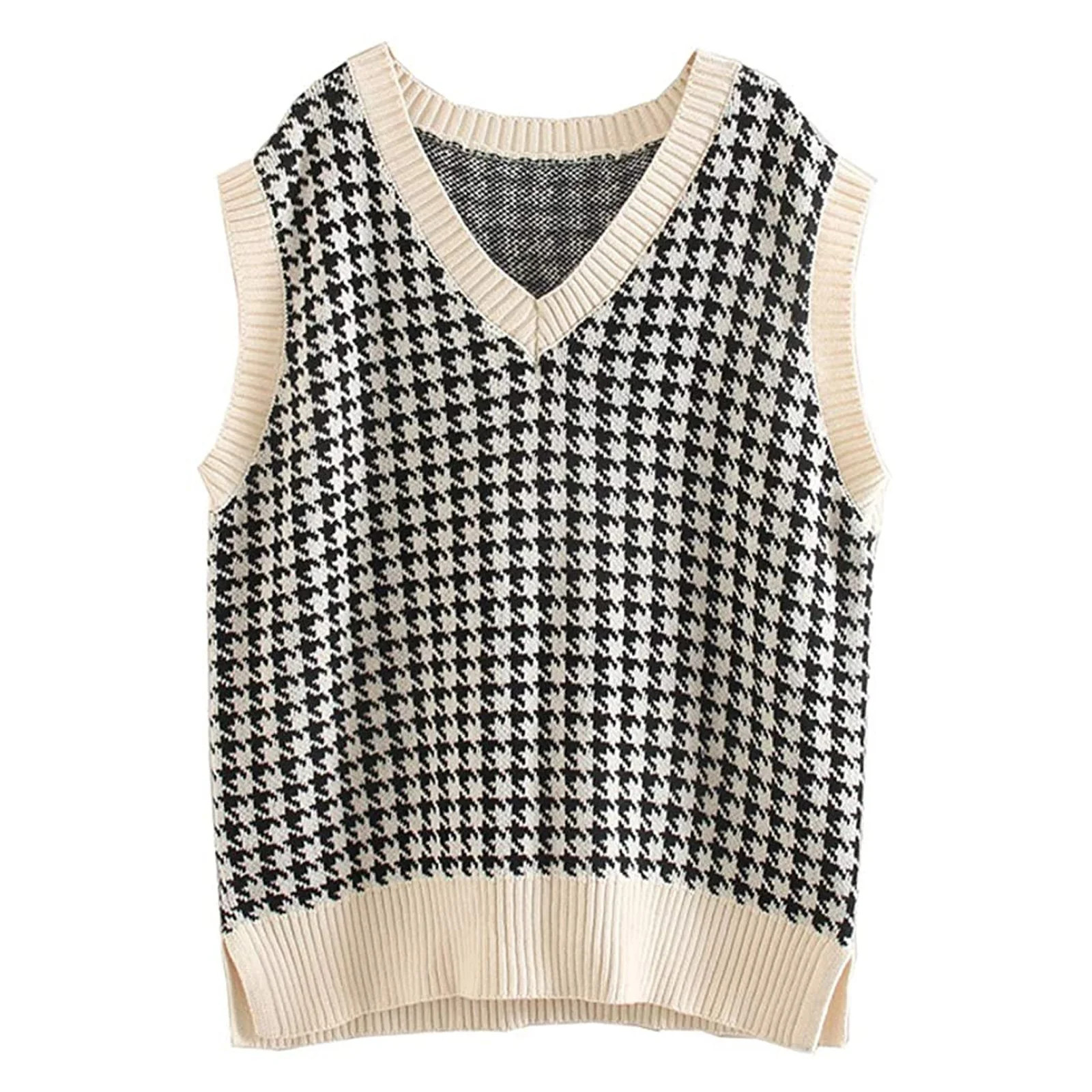 Women's Sweater Vests Casual V-Neck Pullover Shirt Collision Color Sleeveless Sweater Vest Aesthe... | Walmart (US)
