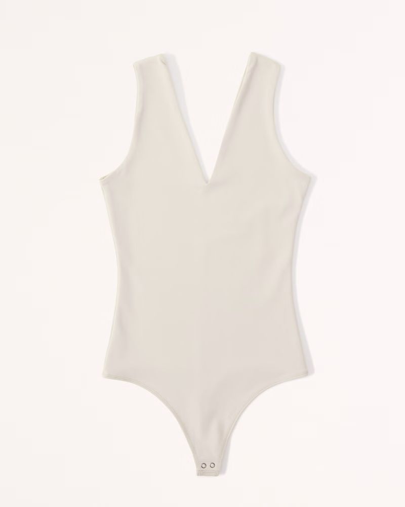 Abercrombie & Fitch Women's Seamless Fabric V-Neck Bodysuit in Beige - Size S | Abercrombie & Fitch (US)