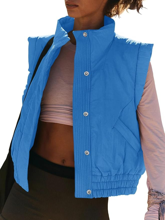 Tankaneo Womens Cropped Puffer Vest Lightweight Quilted Jacket Sleeveless Button Down Fall Winter... | Amazon (US)