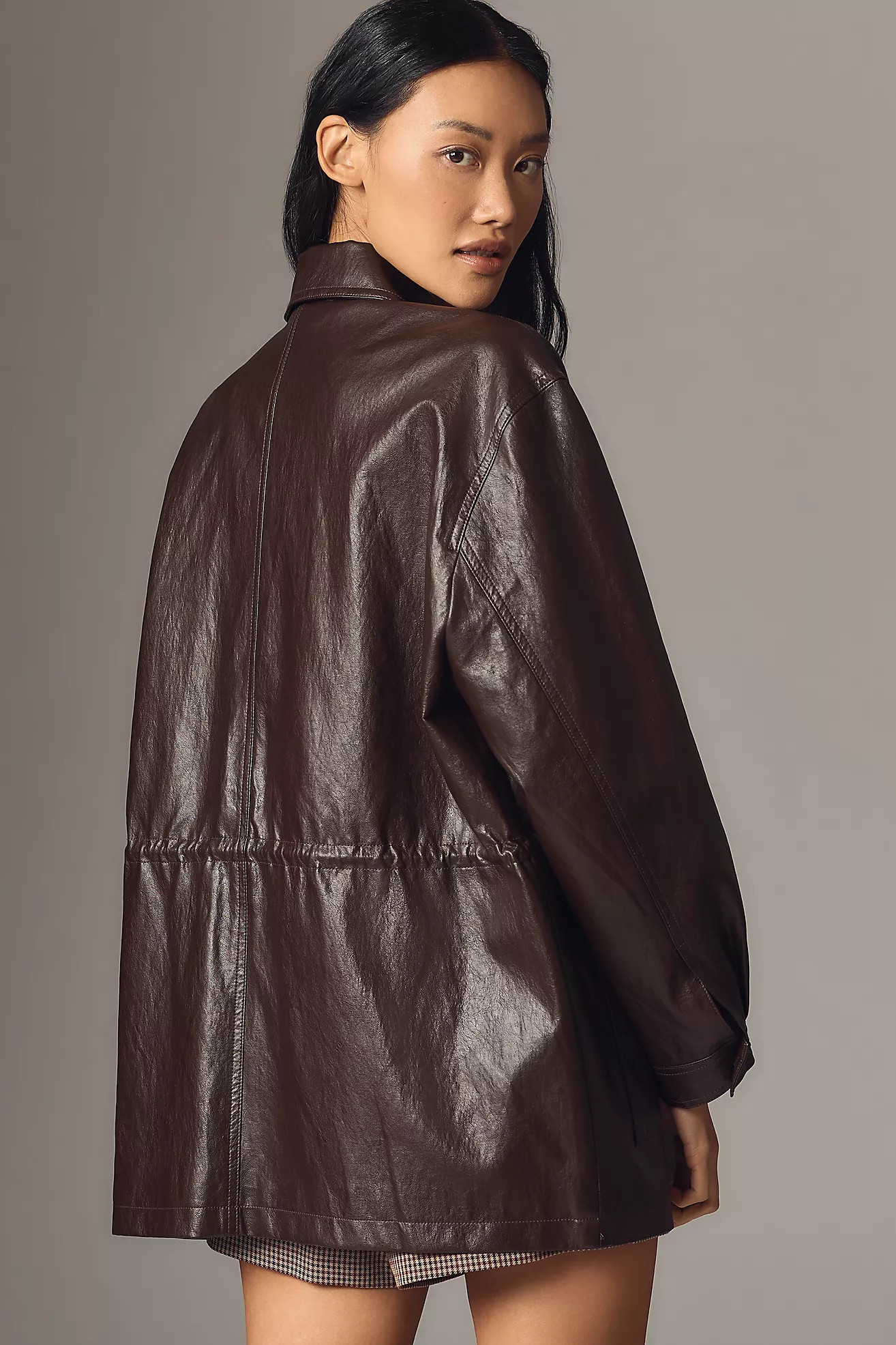 By Anthropologie Cinched-Waist Faux Leather Jacket | Anthropologie (US)