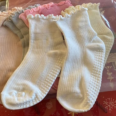6 Pairs Toddler Ruffle Socks for Girls Baby Grip Socks Non Slip Socks Cute Grippy Frilly Socks | Amazon (US)