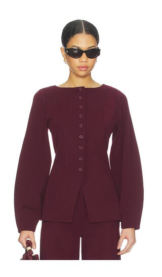 ALIGNE Bonnie Ponte Blazer in Wine. - size 12 | Revolve Clothing (Global)