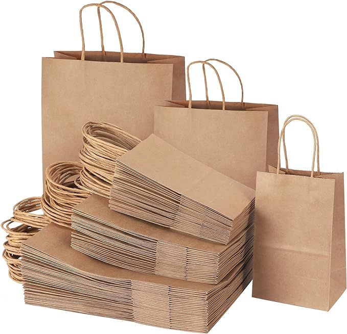 TOMNK 120pcs Brown Paper Bags with Handles Mixed Size Bulk Kraft Paper Gift Bags for Business, Sh... | Amazon (US)