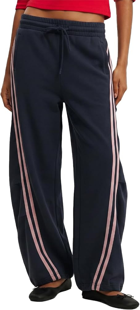 Women Barrel Sweatpants Side Stripe Drawstring Casual Running Slouchy Palazzo Cotton Lounge Pants... | Amazon (US)