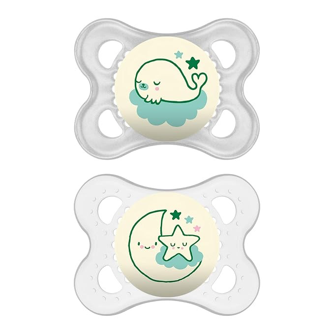 MAM Night Pacifiers (2 Pack, 1 Sterilizing Pacifier Case), MAM Pacifiers 0-6 Months Best Pacifier... | Amazon (US)