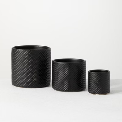 Sullivans Set of 3 Ceramic Pot Vase 5.75"H, 5"H & 3"H Black | Target