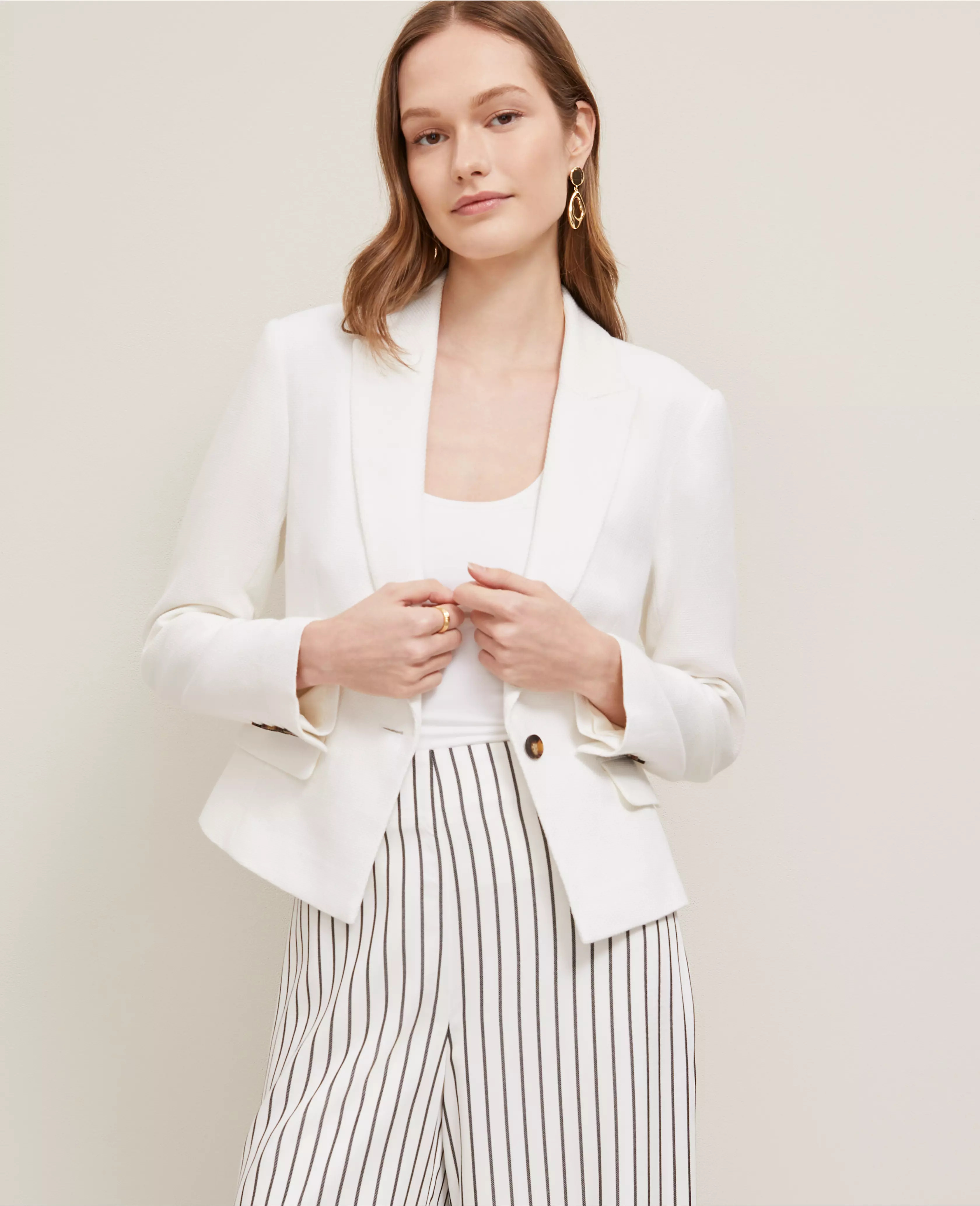 Piqué Fitted Blazer | Ann Taylor