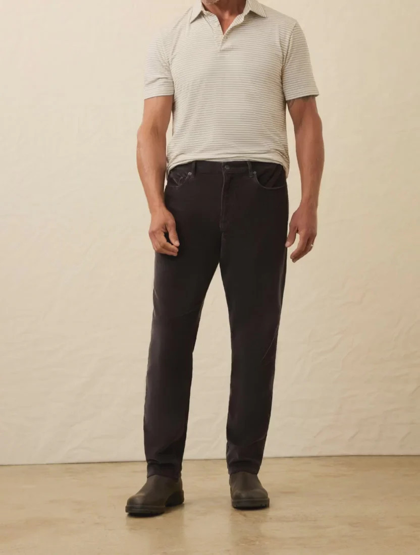 Stretch Terry Corduroy 5-Pocket Pant - Washed Charcoal | Faherty