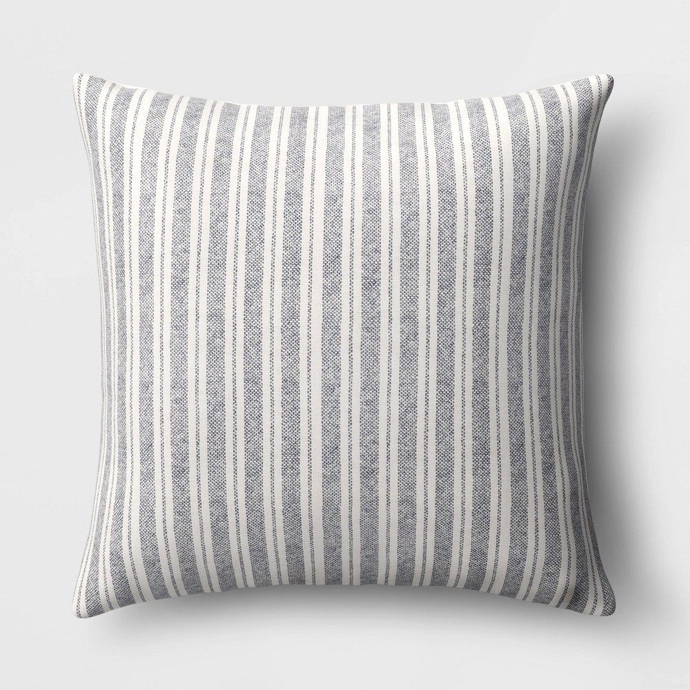 Oversized Striped Square Throw Pillow Blue/Cream - Threshold | Target