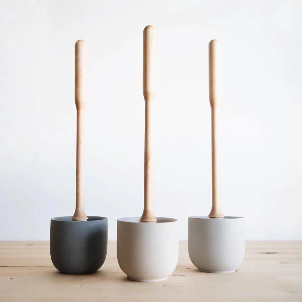 Wooden Toilet Brush & Concrete Holder | Roan Iris