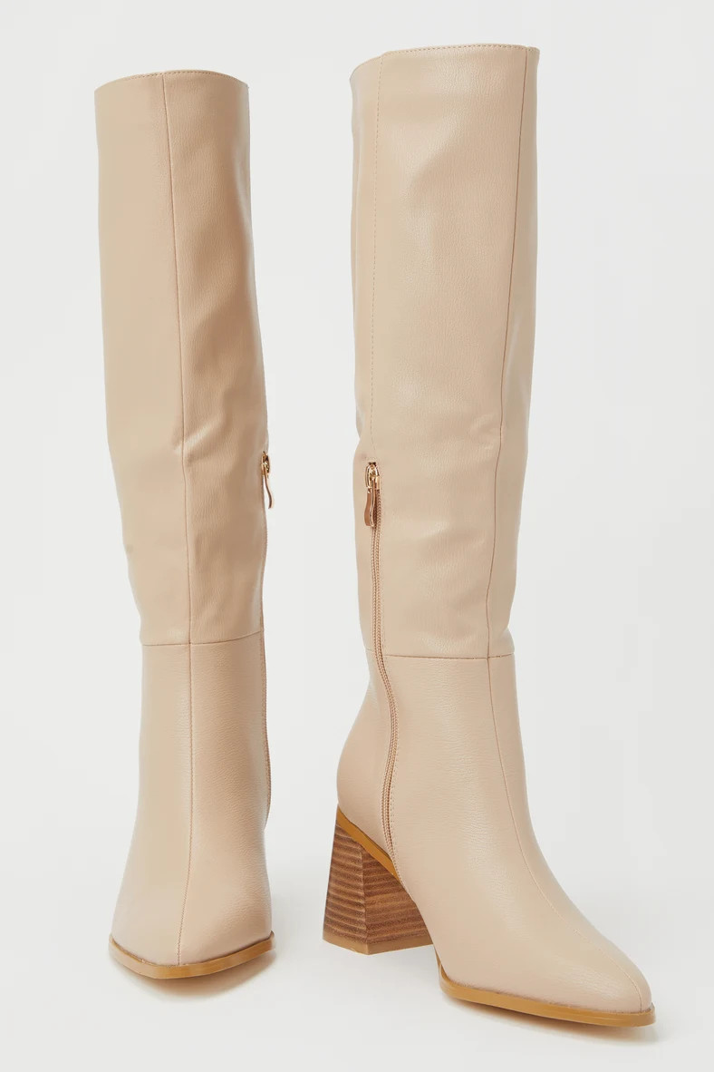 Holden Biscuit Beige Pointed-Toe Knee-High Boots | Lulus (US)
