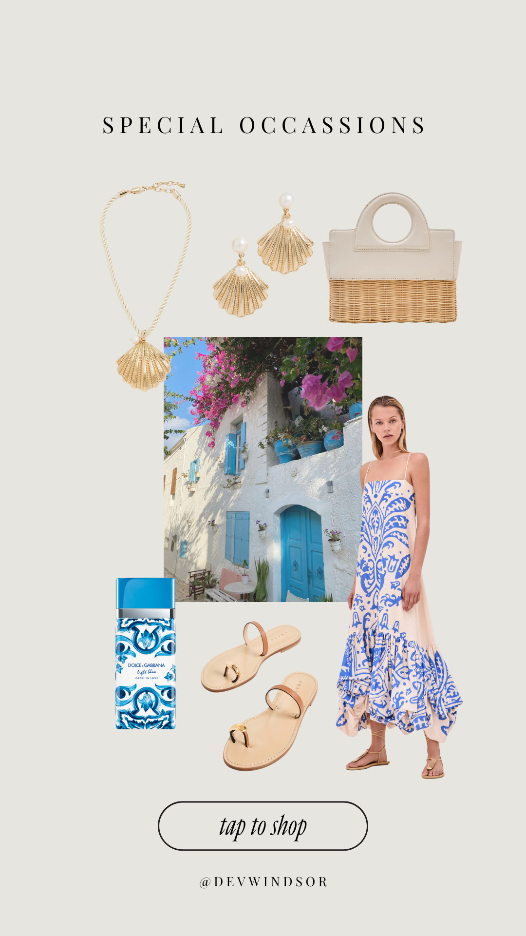 Special occasion ready ✨ Curated the perfect dress with bright blue detailing—ideal for a vacation happy hour, tropical wedding, or sunset dinner. Styled it with shell accessories and easy sandals for the ultimate getaway look 🌺🍹🌊 

 

#LTKStyleTip #LTKShoeCrush #LTKItBag
