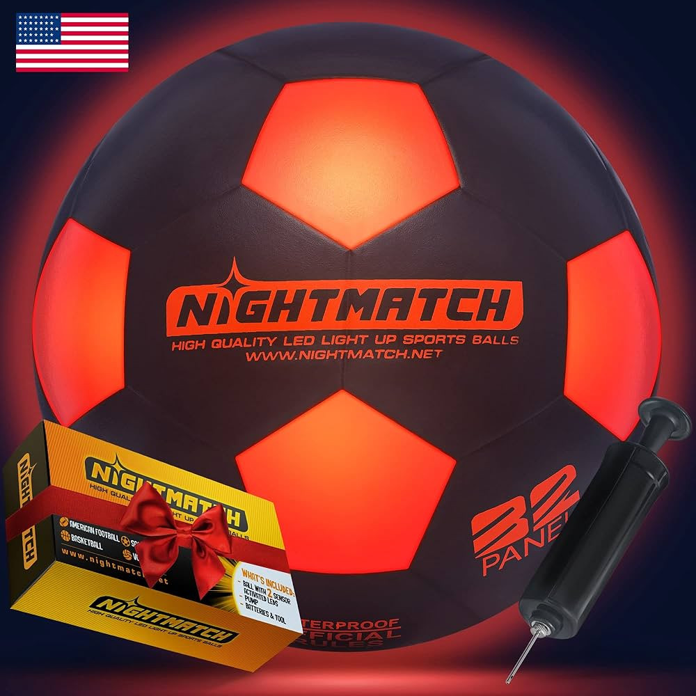 Amazon.com : NIGHTMATCH Light Up Soccer Ball - Extra Pump and Batteries - Perfect Glow in The Dar... | Amazon (US)