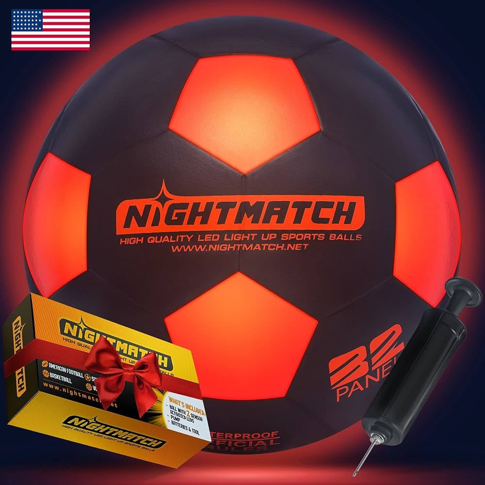 Amazon.com : NIGHTMATCH Light Up Soccer Ball - Extra Pump and Batteries - Perfect Glow in The Dar... | Amazon (US)