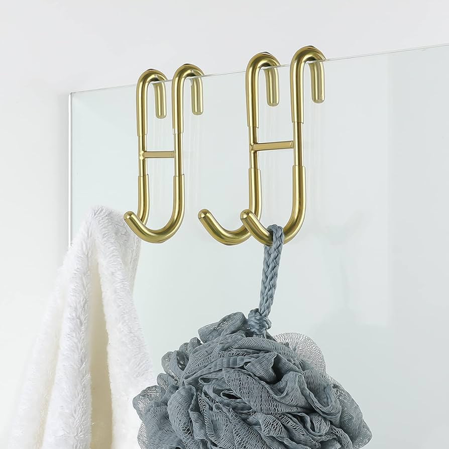 Simtive Shower Door Hooks (2-Pack), Towel Hooks for Bathroom Frameless Glass Shower Door, Shower ... | Amazon (US)