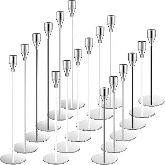 Set of 18 Tall Candlestick Holders Thin Metal Taper Candle Holders for Table Centerpiece Modern D... | Amazon (US)