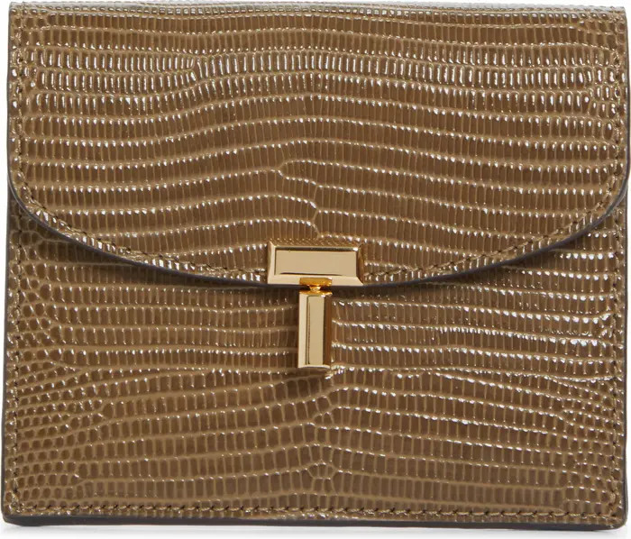 TOTEME T-Lock Lizard Embossed Leather Card Holder | Nordstrom | Nordstrom
