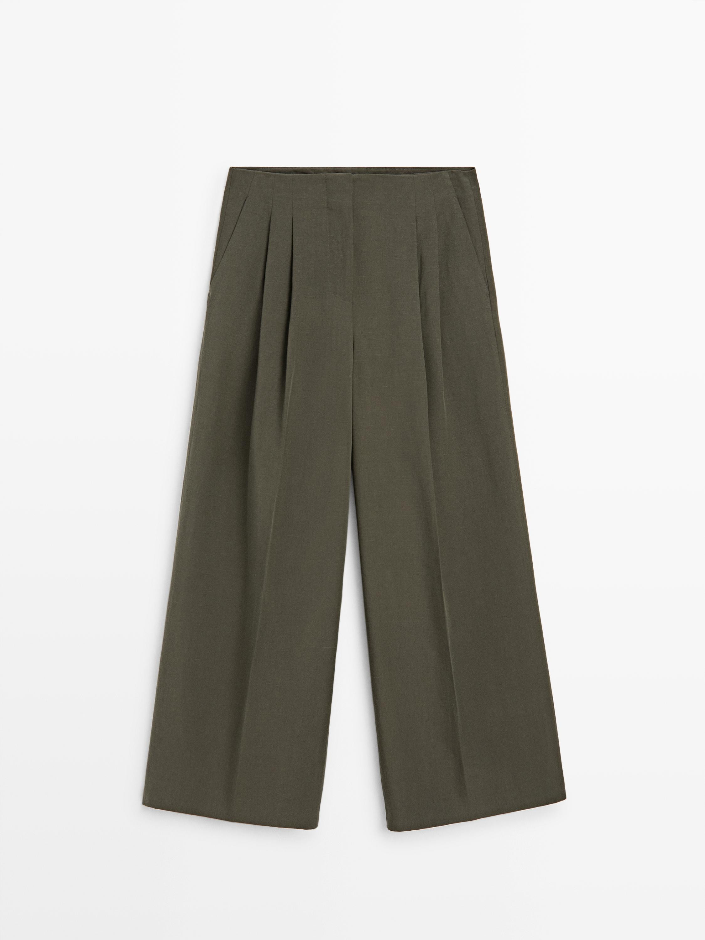 Darted wide-leg trousers | Massimo Dutti US
