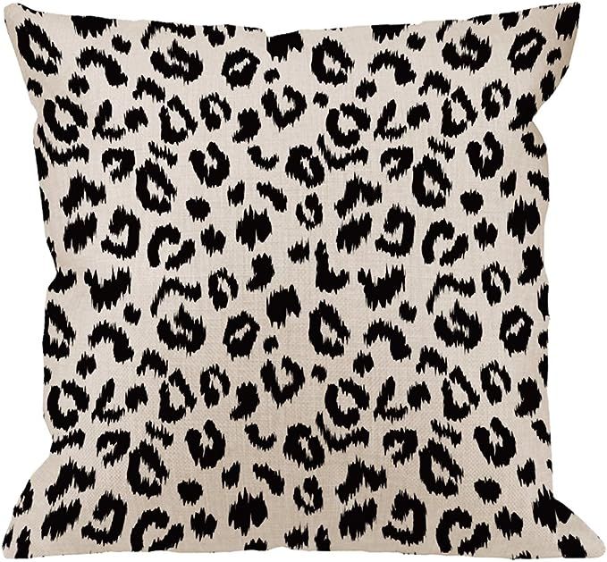 HGOD DESIGNS Leopard Pillow Cover,Decorative Throw Pillow Leopard Print Pillow Cases Cotton Linen... | Amazon (US)