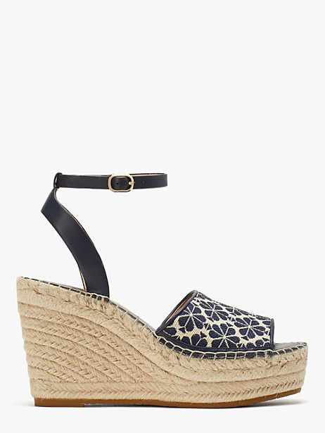Kate Spade Fab Spade Flower Jacquard Espadrille Wedges, Light Taupe/Navy - 8.5 | Kate Spade (US)