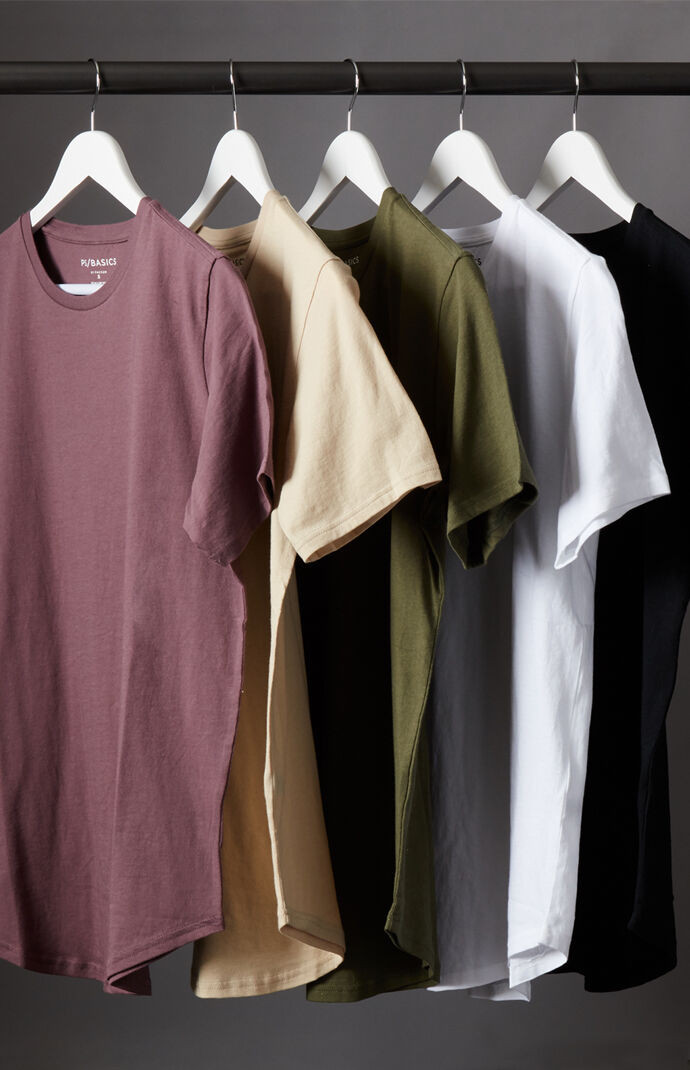 PS Basics Five-Pack Warden Scallop T-Shirts | PacSun