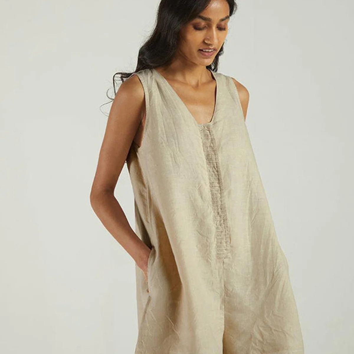Romp and Play Romper In Neutral Beige | Reistor