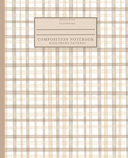 Neutral Fall Plaid Composition Notebook – 100 Lined Pages, 7.5 x 9.25 in | Soft Watercolor Cove... | Amazon (US)