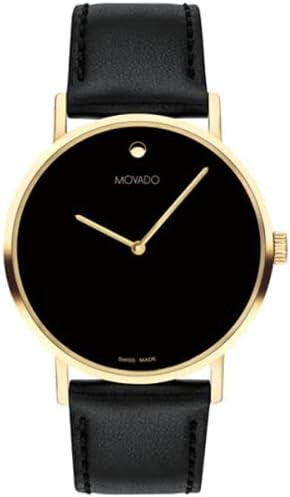 Movado Men's Signature Yellow Gold Watch with Concave Dot Museum Dial, Gold/Black Strap (Model 06... | Amazon (US)