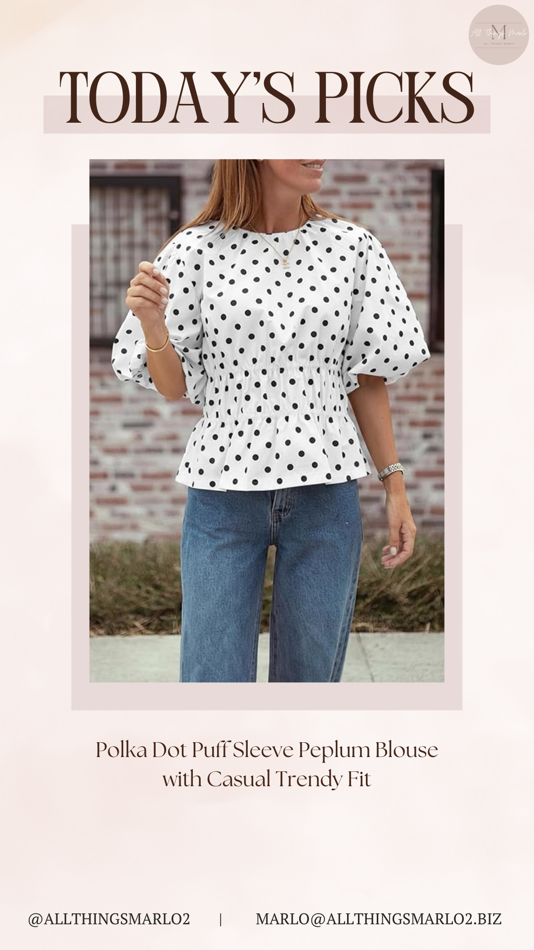 Polka Dot Puff Sleeve Peplum Blouse with Casual Trendy Fit 

 #LTKSeasonal #LTKWorkwear #LTKTravel