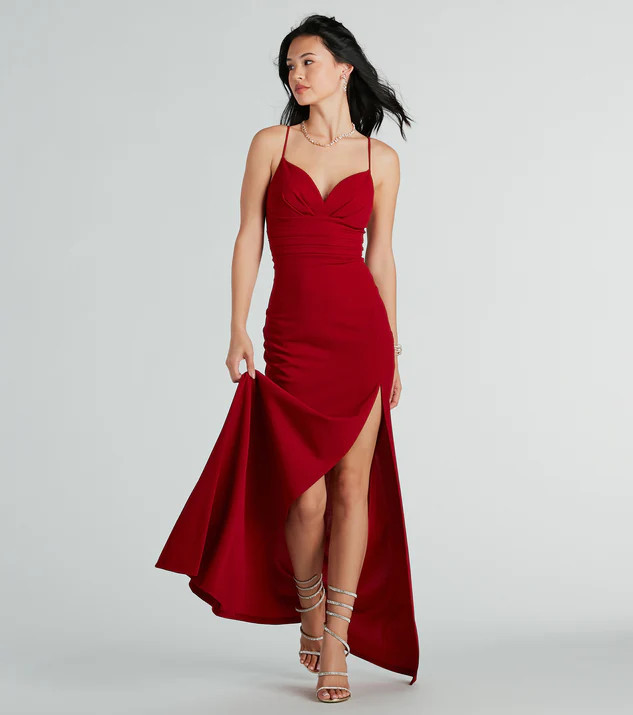 Cadence Formal Crepe Ruched Mermaid Dress | Windsor Stores