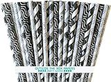 Outside the Box Papers Black, Gray and White Paper Straws - Multiple Designs 7.75 Inches 100 Pack Bl | Amazon (US)